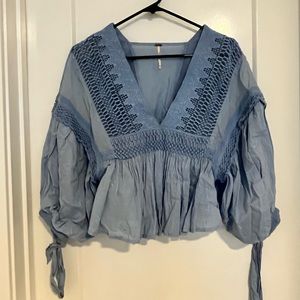Blue free people blouse